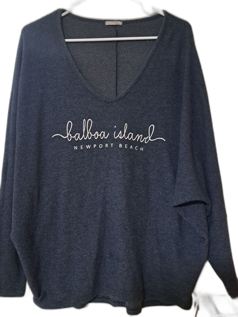 Balboa Island Newport Beach Women's V-Neck Pullover Sweatshirt Blue